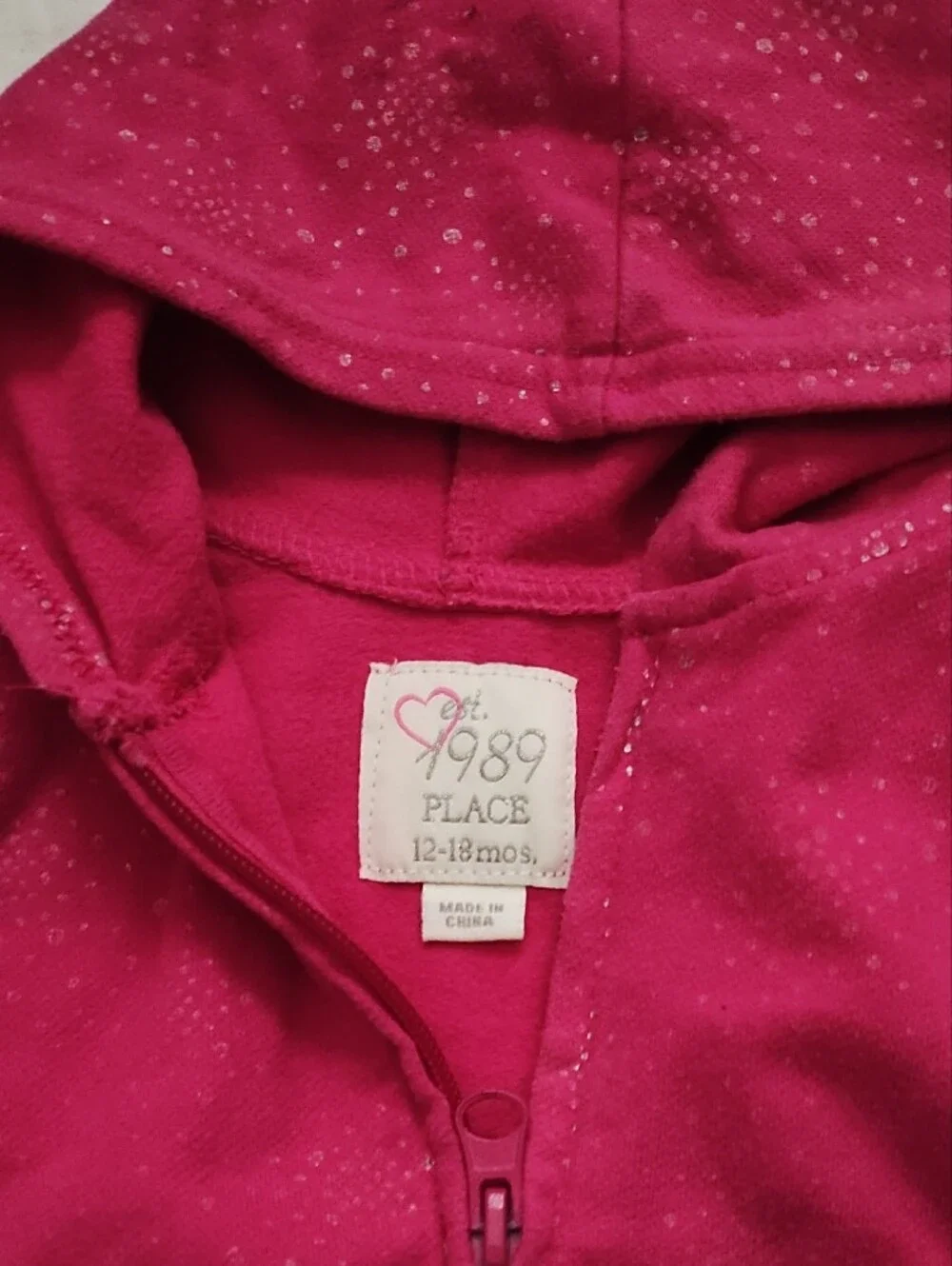 The Children's Place Hot Pink Hooded Zip Sweatshirt